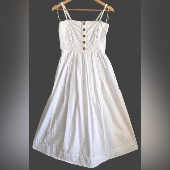 FREE PEOPLE 100% Cotton Feminine Versatile Lilah Pleated Tube Midi Dress Sz M - Picture 3 of 11